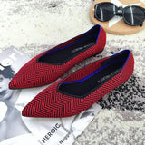 Women Ballet Flats Shoes Slip On Pointed Toe Ladies Casual Shoes Knitting Comfortable Soft Loafers Shoes For pregnant Woman