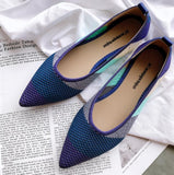 Women Ballet Flats Shoes Slip On Pointed Toe Ladies Casual Shoes Knitting Comfortable Soft Loafers Shoes For pregnant Woman