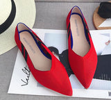 Women Ballet Flats Shoes Slip On Pointed Toe Ladies Casual Shoes Knitting Comfortable Soft Loafers Shoes For pregnant Woman