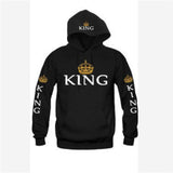Women Men Hoodies King Queen Printed Sweatshirt Lovers Couples Hoodie Hooded Coat Casual Pullovers Tracksuits