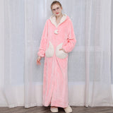 Women Men Winter Plus Size Warm Flannel Bathrobe Star Moon Extra Long Thick Fleece Bath Robe Hooded Night Dress Gown Sleepwear