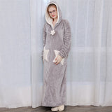Women Men Winter Plus Size Warm Flannel Bathrobe Star Moon Extra Long Thick Fleece Bath Robe Hooded Night Dress Gown Sleepwear