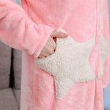 Women Men Winter Plus Size Warm Flannel Bathrobe Star Moon Extra Long Thick Fleece Bath Robe Hooded Night Dress Gown Sleepwear