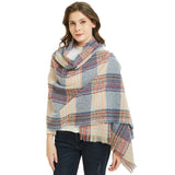 Women's Winter Double-sided tassel lattice Scarf Female Plaid Cashmere Scarves Lady Pashmina Warm Necker Shawls Wraps Bandana