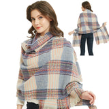 Women's Winter Double-sided tassel lattice Scarf Female Plaid Cashmere Scarves Lady Pashmina Warm Necker Shawls Wraps Bandana