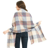 Women's Winter Double-sided tassel lattice Scarf Female Plaid Cashmere Scarves Lady Pashmina Warm Necker Shawls Wraps Bandana