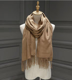Women solid color cashmere scarves with tassel lady winter autumn long scarf high quality female shawl hot sale men scarf