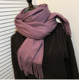 Women solid color cashmere scarves with tassel lady winter autumn long scarf high quality female shawl hot sale men scarf