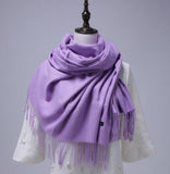 Women solid color cashmere scarves with tassel lady winter autumn long scarf high quality female shawl hot sale men scarf