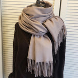 Women solid color cashmere scarves with tassel lady winter autumn long scarf high quality female shawl hot sale men scarf