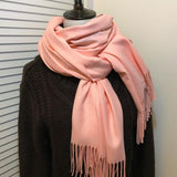Women solid color cashmere scarves with tassel lady winter autumn long scarf high quality female shawl hot sale men scarf