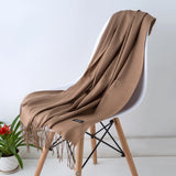 Women solid color cashmere scarves with tassel lady winter autumn long scarf high quality female shawl hot sale men scarf