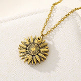 dasda  You Are My Sunshine Sunflower Necklaces For Women Gold Silver Long Chain Can Open Sun Flower Pendant Necklace Fashion Jewelry