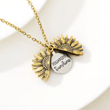 dasda  You Are My Sunshine Sunflower Necklaces For Women Gold Silver Long Chain Can Open Sun Flower Pendant Necklace Fashion Jewelry