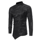 Men's Daily Luxury Slim Shirt - Solid Colored Jacquard Standing Collar Beige / Long Sleeve