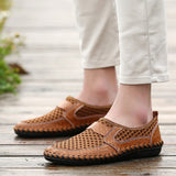 Men's Leather Shoes Leather / Mesh Summer / Spring & Summer Vintage / Casual Loafers & Slip-Ons Non-slipping Brown / Army Green / Blue