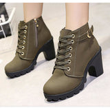 Damen Block Heel Stiefel Blockabsatz Schnalle / Reißverschluss / Schnürsenkel Kunst-Veloursleder 5.08-10.16 cm / Booties / Stiefeletten Herbst / Winter Schwarz / Gelb / Grün / EU39 - app80