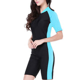 SBART Women's Rash Guard Dive Skin Suit 1.8mm Diving Suit SPF50 UV Sun Protection Quick Dry Short Sleeve Front Zip Boyleg - Swimming Diving Surfing Patchwork Spring Summer Fall