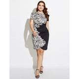 Women's Plus Size Party Street chic Bodycon Dress - Floral V Neck Summer White Red XL XXL XXXL - app80