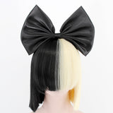 Synthetic Wig / Cosplay Wig Straight Kardashian Style With Bangs Capless Wig Black Natural Black Synthetic Hair Women's Bows Black / Blonde Wig Short