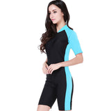 SBART Women's Rash Guard Dive Skin Suit 1.8mm Diving Suit SPF50 UV Sun Protection Quick Dry Short Sleeve Front Zip Boyleg - Swimming Diving Surfing Patchwork Spring Summer Fall