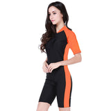 SBART Women's Rash Guard Dive Skin Suit 1.8mm Diving Suit SPF50 UV Sun Protection Quick Dry Short Sleeve Front Zip Boyleg - Swimming Diving Surfing Patchwork Spring Summer Fall