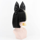 Synthetic Wig / Cosplay Wig Straight Kardashian Style With Bangs Capless Wig Black Natural Black Synthetic Hair Women's Bows Black / Blonde Wig Short
