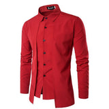 Men's Daily Chinoiserie Cotton Slim Shirt - Solid Colored Basic Spread Collar Black / Long Sleeve / Spring / Fall