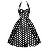 Women's Plus Size Party Vintage A Line Dress - Polka Dot Backless Halter Neck Summer Black Red Blue XL XXL XXXL