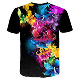 Men's Plus Size T-shirt - Floral / 3D / Graphic Print Round Neck Black