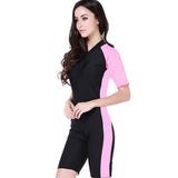 SBART Women's Rash Guard Dive Skin Suit 1.8mm Diving Suit SPF50 UV Sun Protection Quick Dry Short Sleeve Front Zip Boyleg - Swimming Diving Surfing Patchwork Spring Summer Fall