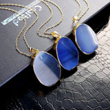 Women's Crystal Moonstone Pendant Necklace Agate Copper Gold Plated Blue Necklace Jewelry 1pc For Party Daily