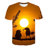 Men's Daily Street Exaggerated Plus Size T-shirt - 3D / Graphic / Animal Print Round Neck Yellow / Short Sleeve