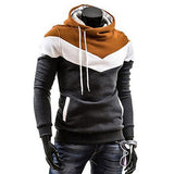 Men's Plus Size Sports Active Long Sleeve Slim Hoodie - Color Block Turtleneck Gray XL / Spring / Fall / Winter