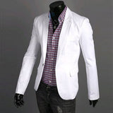Men's Daily / Work Spring / Fall Regular Blazer, Solid Colored Notch Lapel Long Sleeve Cotton Dark Blue / Green / Blue XL / XXL / XXXL / Slim - app80