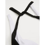 Damen Halter Schwarz Dunkelblau Lila Cheeky-Bikinihose Bikinis Bademode - Einfarbig XL XXL XXXL Schwarz / Bügel-BH - app80