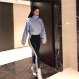 Autumn High Waist Women leggings Cotton Casual Striped  Stretch Elastic Wiast Leggings Women Legging Female Pants leggins