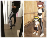 Autumn High Waist Women leggings Cotton Casual Striped  Stretch Elastic Wiast Leggings Women Legging Female Pants leggins