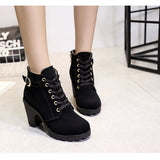 Damen Block Heel Stiefel Blockabsatz Schnalle / Reißverschluss / Schnürsenkel Kunst-Veloursleder 5.08-10.16 cm / Booties / Stiefeletten Herbst / Winter Schwarz / Gelb / Grün / EU39 - app80