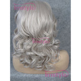 Synthetic Wig Curly Synthetic Hair Natural Hairline Gray Wig Women's Medium Length Lace Front