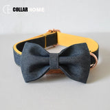 self-design handmade dog collar leash christmas bow tie puppy adjustable free engrave pet necklace metal buckle factory price