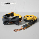 self-design handmade dog collar leash christmas bow tie puppy adjustable free engrave pet necklace metal buckle factory price