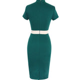 Women's Daily Work Street chic Bodycon Dress - Color Block Black & White, Patchwork V Neck Spring Cotton White Green Blue L XL XXL / Slim - app80