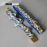 soft dog collar leash set with bow tie for small medium large dog solid gold metal buckle quick release and locking manufacturer