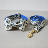 soft dog collar leash set with bow tie for small medium large dog solid gold metal buckle quick release and locking manufacturer