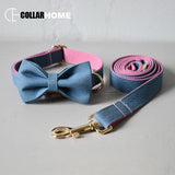 soft handmade free engrave bow dog collar leash christmas decoration bow tie necklace for small large dogs bowknot dog accessory