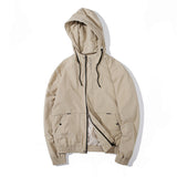 Men's Daily Basic / Street chic Spring / Fall & Winter Regular Jacket, Solid Colored Hooded Long Sleeve Polyester Print Black / Dark Gray / Khaki - app80
