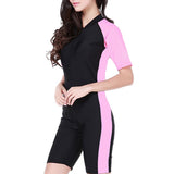 SBART Women's Rash Guard Dive Skin Suit 1.8mm Diving Suit SPF50 UV Sun Protection Quick Dry Short Sleeve Front Zip Boyleg - Swimming Diving Surfing Patchwork Spring Summer Fall