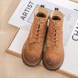 women shoes 2019 spring genuine leather Female Martin boots  suede women booties  British lace retro trend women naked boots