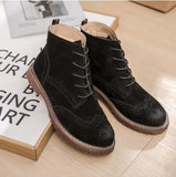 women shoes 2019 spring genuine leather Female Martin boots  suede women booties  British lace retro trend women naked boots